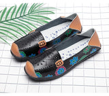 Spring Autumn Women Flats Split Leather Shoes Slip on Ballet Flats Flats Print Moccasins Loafers MartLion   