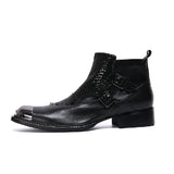classic dress wedding men's ankle boots genuine leather steel toe cowboy rivets studded work army shoes MartLion   