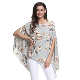 Women Blouses Print Chiffon Blouse Shirt Batwing Sleeve Casual MartLion