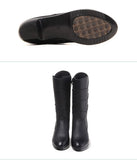 Women's Mother Female Ladies Leather Shoes Boots Botas Knee High Zipper Winter Warm Plush Mid Calf MartLion