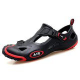 Men's Beach Sandals Outdoor Non-slip Water Shoes Summer Unisex Soft Light Hiking Slippers Sneakers Mart Lion Black Red 7.5 