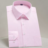 Men's Basic Standard-fit Long Sleeve Dress Shirt Solid/striped Formal White Work Office Classic Mart Lion AM009 43 