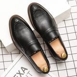 Fotwear Men's Dress Shoes Brown Leather Wedding Slip On Office Loafers Designer Formal Mart Lion   
