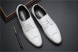 Men's Brogue Shoes Crocodile Pattern Leather Dress Lace-Up Wedding Party Office Oxfords Flats Mart Lion   