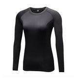 Running T-shirt Compression Tights Women Quick Dry Long Sleeve Fitness Women Clothes Tees Tops Rn MartLion black S 