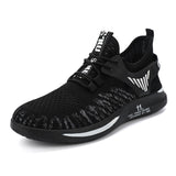 Summer Men's Outdoor Breathable Sneakers Non-Slip Lace-Up Casual Shoes Lightweight Running Mart Lion black 6.5 