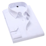 Slim Solid Color Long-sleeved Shirt Casual White Shirt Men's Classic MartLion WHITE XL (58-65kg) 