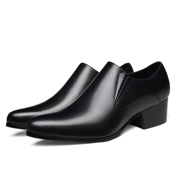 Street Men's Loafers Slip-ons Genuine Leather Brown Casual Dress Shoes Party Wedding Footwear MartLion black 6 