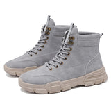 Men's Boots Waterproof Lace Up Military Winter Ankle Lightweight Shoes Winter Casual Non Slip Mart Lion Grey Without Plush 6 