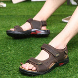 men's sandals summer shoes genuine leather sandals beach cow leather Mart Lion Dark brown 0569 38 