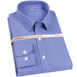 Men's Classic 100% Cotton  Striped Plaid Dress Shirt Without Pocket Long Sleeve Standard-fit Casual Checkered Shirts MartLion S1830 39 