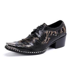 British Style Black Square Toe Lace Up Men's Oxfords Shoes Office Cow Leather Brogue Party Banquet Formal MartLion   