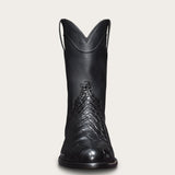 Design Cowboy Boots Black Brown Faux Leather Ankle Retro Men's Crocodile Pattern Western Footwear Mart Lion   