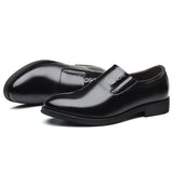 Cow Leather Elegant Men's Formal Shoes Breathable Luxury Brand Dress Footwear Black Oxford Slip-on Mart Lion   