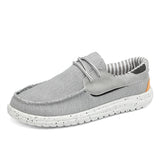 Summer Men's Canvas Boat Shoes Breathable Casual Driving Slip Easy To Wear Soft Loafers Outdoor Mart Lion Gray 7 