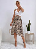 Women Casual Print Tie Side Wrap Skirt Elegant Waist Female Summer A-Line Skirts MartLion   