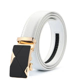 White Men's Belt Automatic Buckle Two-layer Cowhide Youth Korean Version Design Authentic Wild Youth Belt MartLion G 105cm (Waist 90cm) CHINA