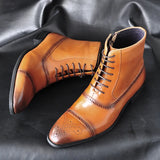 Men's Boots Winter Warm Lace Up Versatile Leather Shoes Footwear MartLion Yellow 40 