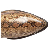 Retro Men's Women Boots Golden Head Snake Skin Faux Leather Winter Embroidered Western Cowboy Unisex Footwear Mart Lion   