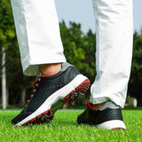 Men's Golf Shoes Waterproof Golf Sneakers Outdoor Golfing Spikes Shoes Jogging Walking Mart Lion   