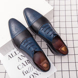 Leather Brogues Men's Wedding Party Dress Shoes Designer Drivng Formal Lace Up Oxfords Mart Lion 4-Blue 6.5 