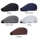 Cotton Adjustable Newsboy Caps Men's Woman Casual Beret Flat Ivy Cap Soft Solid Color Driving Cabbie Hat Unisex Black Gray Hats MartLion   