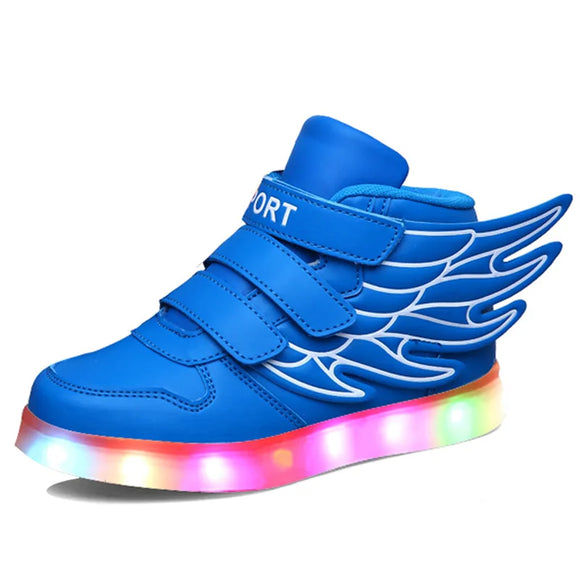  JawayKids Children Glowing Shoes with wings for Boys and Girls LED Sneakers with fur inside fun USB Rechargeable MartLion - Mart Lion
