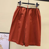 Skirt Pants for Women's Shorts Summer Wide Leg Blue  Waist Pockets Woman Short MartLion   