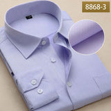 Men's Dress Shirts Long Sleeve Slim Fit Solid Striped Formal White Shirt Social Clothing MartLion 8868-3 38 