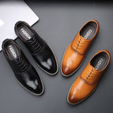 Men's British Retro Carved Brogue Shoes Lace-up Leather Dress Office Wedding Party Oxfords Flats Mart Lion   