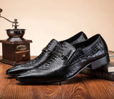 Men's Casual Leather Shoes Crocodile Pattern Luxury Dress Slip-on Wedding Leather Brogues MartLion   