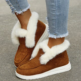 Ladies Ankle Boots Women Winter Warm Plush Fur Snow Suede Leather Shoes Ladies Slip Footwear MartLion   