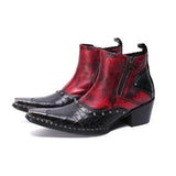classic dress wedding men's ankle boots genuine leather steel toe cowboy rivets studded work army shoes MartLion   