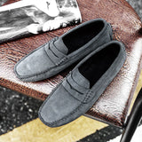 Winter Men's Shoes Suede Leather Loafers Warm Casual Cotton MartLion GRAY 9.5 