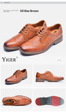 Men's Dress shoes Brogue shoes Cowhide Oxford Formal Lace up Casual Genuine Leather Bullock MartLion   
