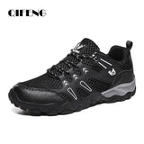 Men's Soft Outdoor Casual Shoes Summer Breathable Mesh Sneakers Light Black Hiking Footwear Running Mart Lion   