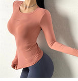 Cloud Hide Solid Yoga Shirt Women Long Sleeve Blouse Girl Sports Gym Top Running MartLion   