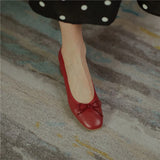 Genuine Leather Women Shoes Butterfly-knot Spring and Autumn Pumps Slip-On Casual Chunky Heel MartLion   