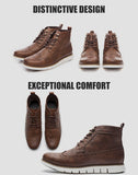 Classic Men's Boots British Chelsea Brogue Style Faux Leather Ankle Autumn British Dress Shoes Mart Lion   