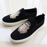 Men's Casual Shoes Black Suede Leather Party Luxury Embroidery Flat Tide Slip-On Loafers Mart Lion   