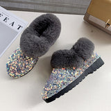 Women Winter Warm Boots Antiskid Outsole Lady Snow Shiny Brand Style Easy Wear Hairy Ankle Mart Lion   