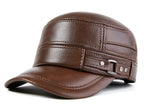  Genuine Leather Cap Men's Flat Caps Army Military Hat Elegant Baseball Cap British Vintage Cowhide Leather Hats MartLion - Mart Lion
