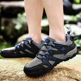 Men's Soft Outdoor Casual Shoes Summer Breathable Mesh Sneakers Light Black Hiking Footwear Running Mart Lion   