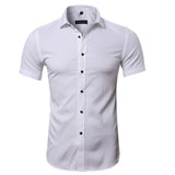 Bamboo Fiber Shirt Men Summer Short Sleeve Men's Dress Shirts MartLion   