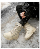 Winter Waterproof Women Men's Boots Snow Warm Non-slip Combat Women's Military Battle Mart Lion   