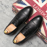 Fotwear Leather Men's Dress Shoes Office Formal Lace Up Wedding Designer Oxfords Sapatos Homens Mart Lion Black 6.5 