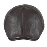 Leather Flat Cap Men's Fall Winter Cabbies Hat Coffee Brown Ivy Caps Soft Smooth Textured Hats MartLion   