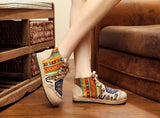 High Top Cotton Embroidered Women Casual Linen Flat Shoes Handmade Lace Up Thick Hemp Soled Canvas Sneakers MartLion   