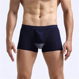 Scrotum Separation Men's Panties Modal Underwear Boxer Escroto Pouch Mid Rise Underpants Slips Hole Breathable White Mart Lion Black M 