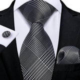 Gray Striped Paisley Silk Ties For Men's Wedding Accessories 8cm Neck Tie Pocket Square Cufflinks Gift MartLion SJT-7384  